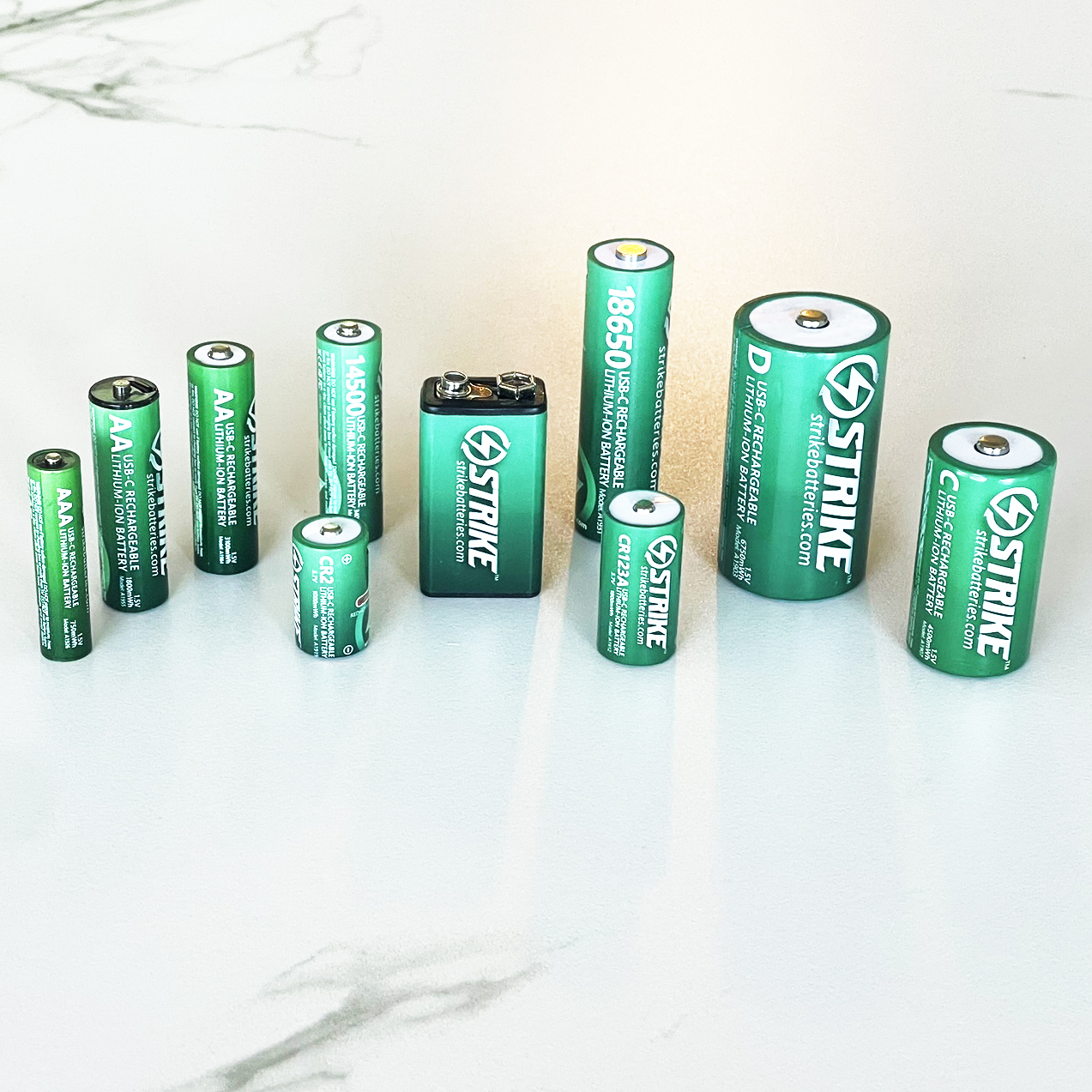 Strike Batteries full range of USB-C rechargeable batteries
